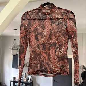 SHEIN Brown and Red Fitted Graphic Blouse